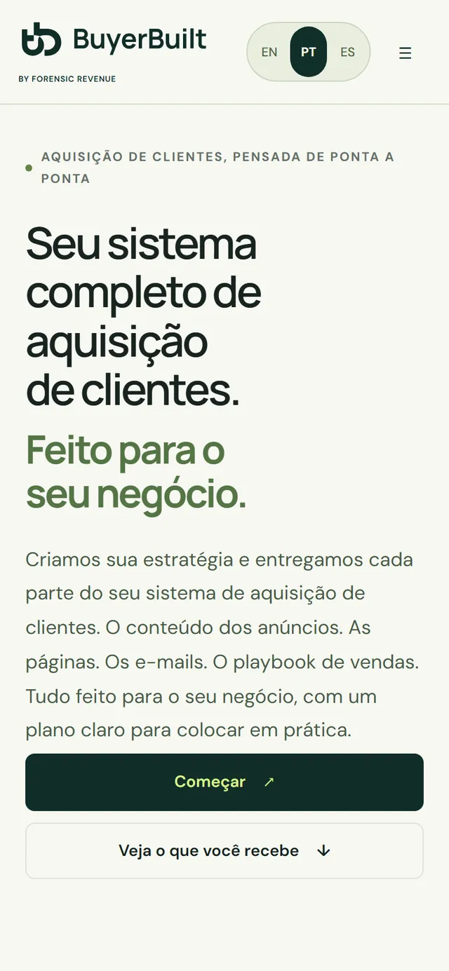 Página da oferta BuyerBuilt no celular.