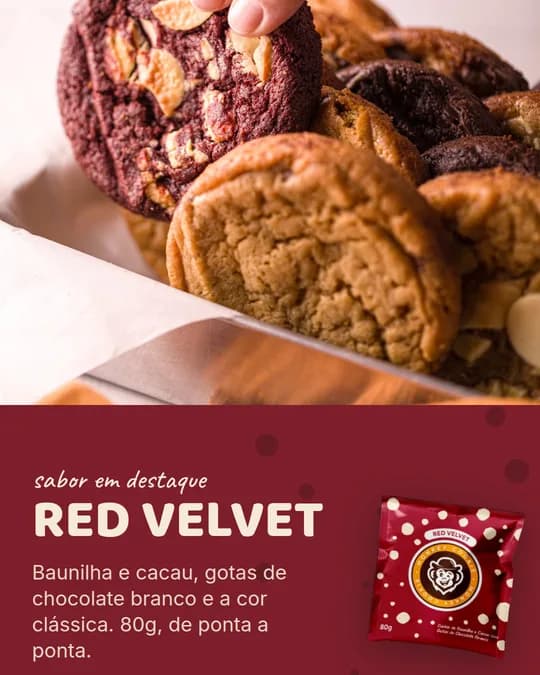 Post do sabor Red Velvet com a embalagem vinho.